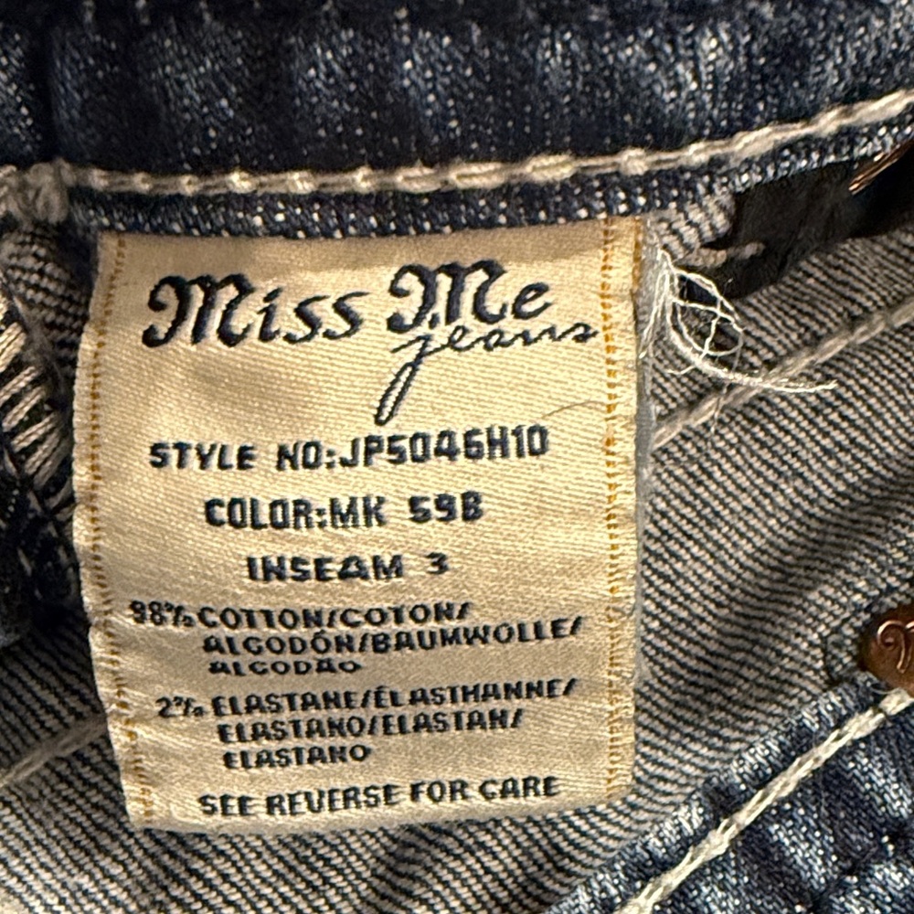 Miss Me Blue Jean Shorts with Rhinestones on Flap Pockets - Picture 4 of 4